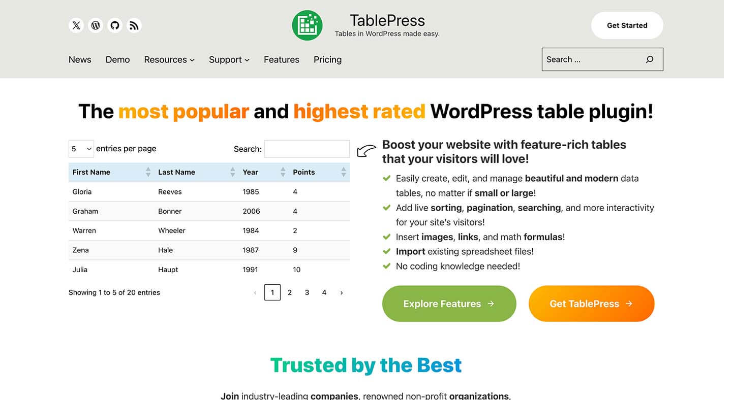 TablePress 表格插件