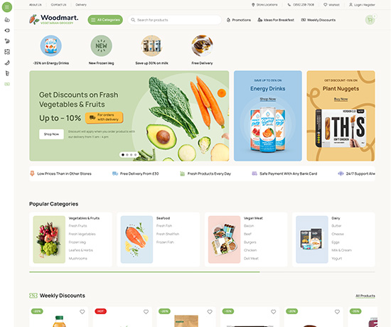 最值得买的 WordPress 电商主题清单 10 woodmart Vegetables 主题